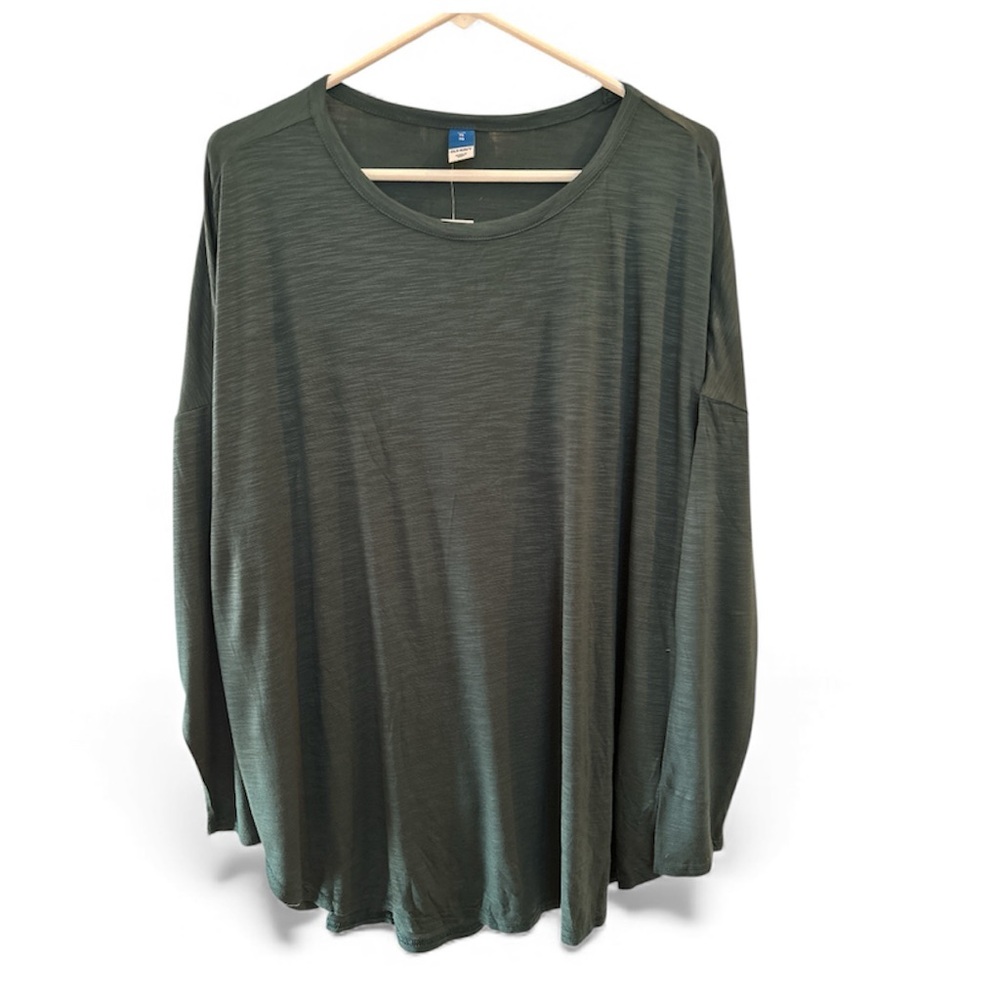 NWTWomen’s Old Navy Dark Green Long-Sleeve Luxe Slub-Knit Tunic Tee Shirt Sz XL
